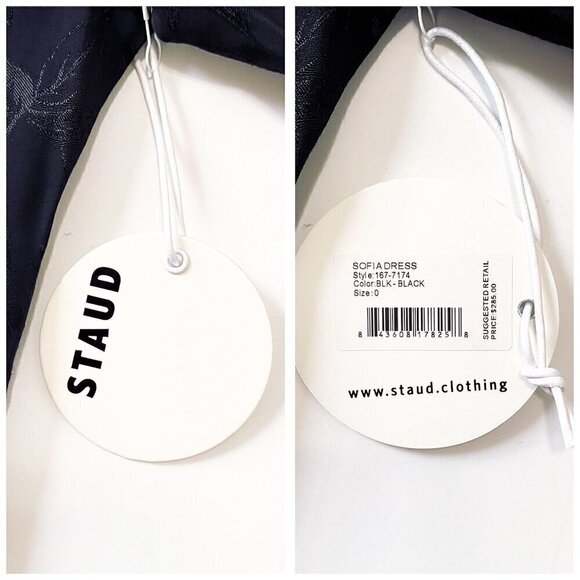 Staud Sofia Midi Dress, Black, Size 0, New with Tag - Picture 6 of 13